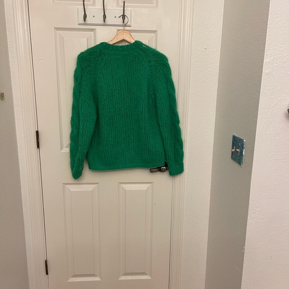 Vintage Unisex 1950’s/1960’s Italian Green Hand Knit Wool/Mohair/Nylon Sweater - Picture 2 of 6